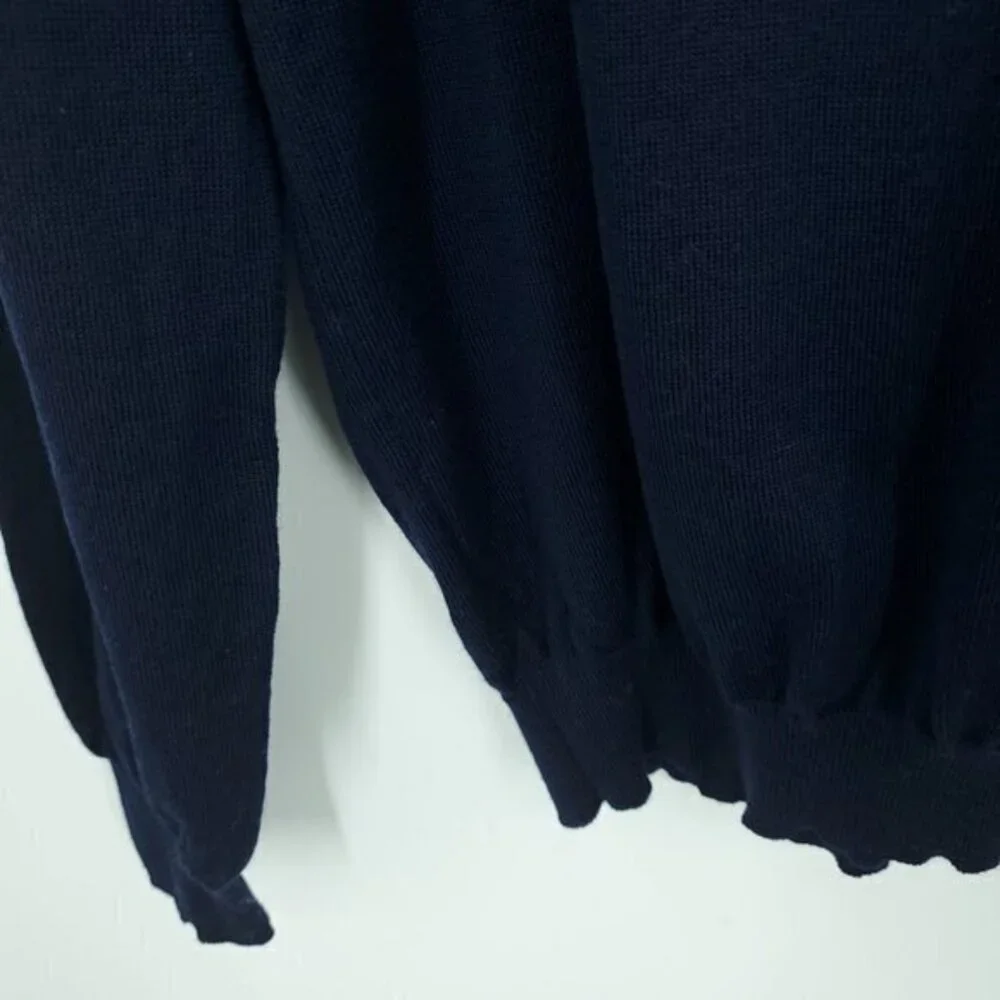 Men's Williams & Kent 100% Merino Wool Fine Knit Turtleneck Sweater M Navy Blue